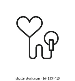 Simple stethoscope line icon. Stroke pictogram. Vector illustration isolated on a white background. Premium quality symbol. Vector sign for mobile app and web sites.