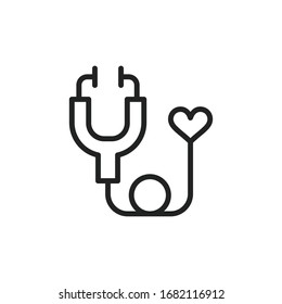 Simple stethoscope line icon. Stroke pictogram. Vector illustration isolated on a white background. Premium quality symbol. Vector sign for mobile app and web sites.