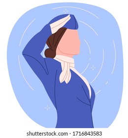 Simple stewardess line character isolated on white background