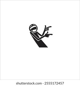 A simple stick figure cartoon is seen laughing heartily while pointing energetically. This vector illustration captures a joyful and enthusiastic moment, perfect for conveying fun and amusement.
