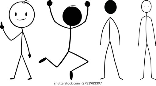 Caracteres simples de la figura del palillo fijados en diversas posturas Arte de línea mínimo