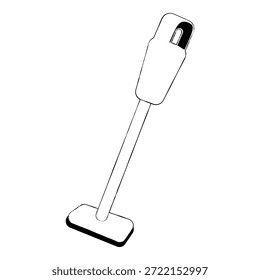 Simple Stick Vacuum Cleaner Illustration on Black