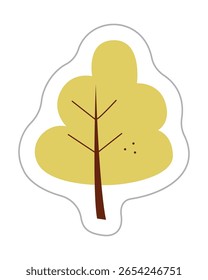 Etiqueta engomada simple con árbol abstracto. Color dibujado a mano ilustración Clipart.