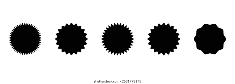 Simple sticker like sign - circle with sharp waves edge . Vector Illustration . EPS 10 .