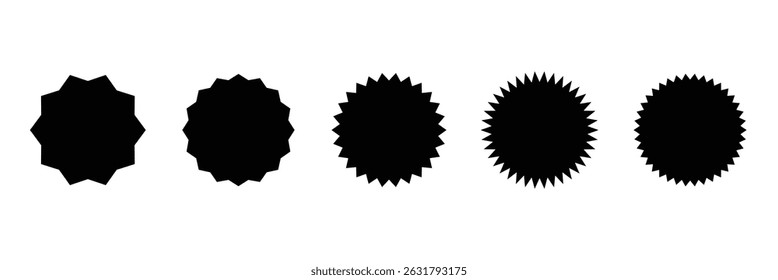 Simple sticker like sign - circle with sharp waves edge . Vector Illustration . EPS 10 .