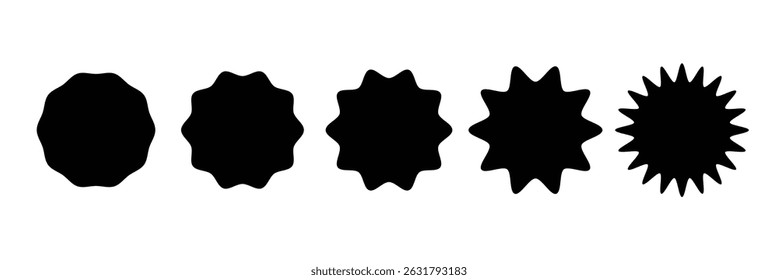 Simple sticker like sign - circle with sharp waves edge . Vector Illustration . EPS 10 .