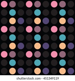 Simple but still unique seamless pattern in polka dot style with a nice retro look. Perfect for women's clothing or wall decoration. Easy to print on fabric or paper. Stock vector background.
