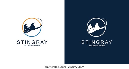 Simple stingray fish logo design with modern concept premium vector