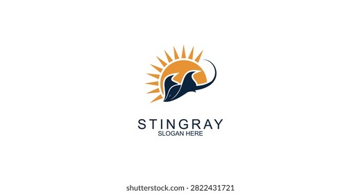 Simple stingray fish logo design with modern concept premium vector