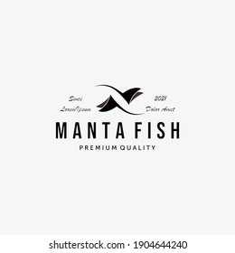 Simple Stingray Fish Logo Vector, Vintage Design of Manta Fish, Illustration Concept of Manta Rays