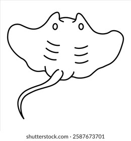 Simple stingray icon featuring sleek lines, perfect for marine-themed designs and educational materials.