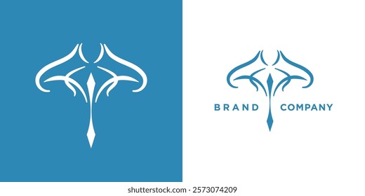 simple stingray line icon logo vector design, modern logo pictogram design of manta ray fish