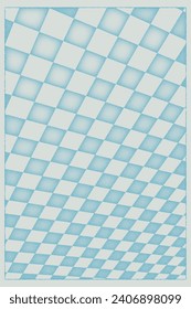 Simple stipple abstract geometric blue checkerboard grid on a white background. Futuristic, retro, psychedelic, cyberpunk, or Y2k style pattern for poster element. Vector illustration
