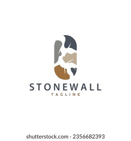 Simple Stone Wall Logo Design Template Symbol Illustration