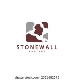 Simple Stone Wall Logo Design Template Symbol Illustration
