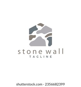 Simple Stone Wall Logo Design Template Symbol Illustration