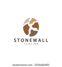 Simple Stone Wall Logo Design Template Symbol Illustration