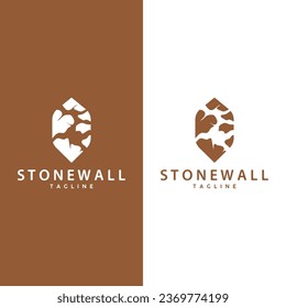 Simple Stone Wall Logo Design Template Symbol Illustration