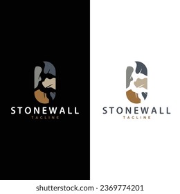 Simple Stone Wall Logo Design Template Symbol Illustration