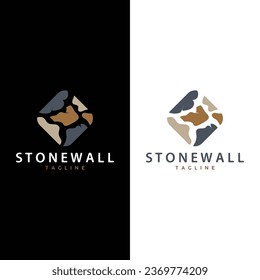 Modelo de plantilla de diseño de logotipo de pared de piedra simple Ilustración