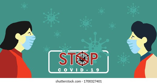 Simple Stop Covid-19 text concept Flat vector illustration vector design