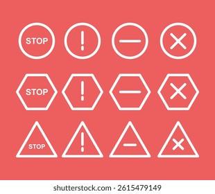 simple stop icon collection design