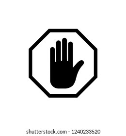 Simple stop road sign with big hand symbol or icon vector illustration.