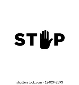 Simple stop road sign with big hand symbol or icon vector illustration.
