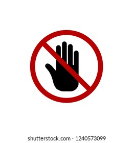 Simple stop road sign with big hand symbol or icon vector illustration.