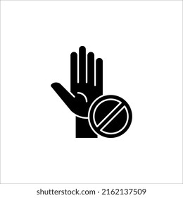 Señal de ruta de parada simple con símbolo de mano grande o ilustración vectorial de icono