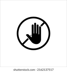 Señal de ruta de parada simple con símbolo de mano grande o ilustración vectorial de icono