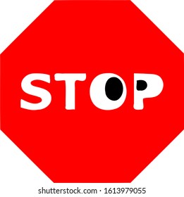 Simple stop sign pictogram with black elements