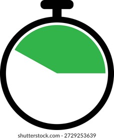 Ícone de cronômetro simples com barra de progresso verde no plano de fundo branco