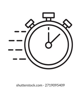 Ilustración de icono de cronómetro simple con líneas de velocidad que representan el tiempo y la medición