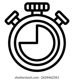 Simple stopwatch icon representing time measurement, ideal for applications in sports, timing, and productivity tools.