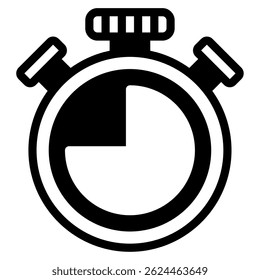 Simple stopwatch icon representing time measurement, ideal for applications in sports, timing, and productivity tools.