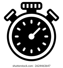 Simple stopwatch icon suitable for timing, sports, or event applications in digital interfaces.