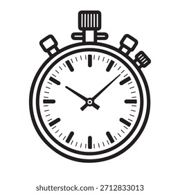 Simple stopwatch outline drawing clean silhouette vector graphic design
