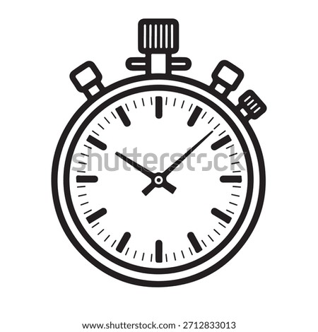Simple stopwatch outline drawing clean silhouette vector graphic design