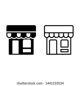 simple store icon in two style glyph and line