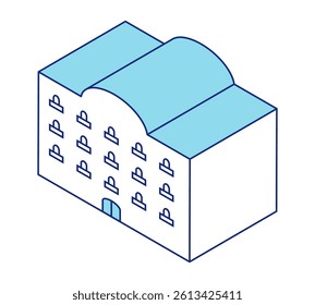 Simple store isometric illustration. Restaurant icons.