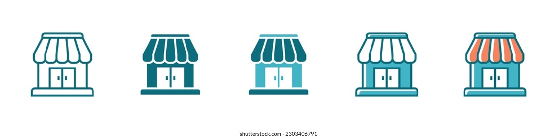Fácil tienda de construcción de icono conjunto de mercado para el diseño de símbolos de vector de negocio