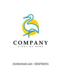 simple stork line with yellow background
