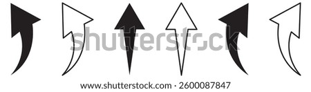 A simple,  straight, curved arrows point to the up on a white background. Direction symbol. Arrow symbol for app, UI, web. 
