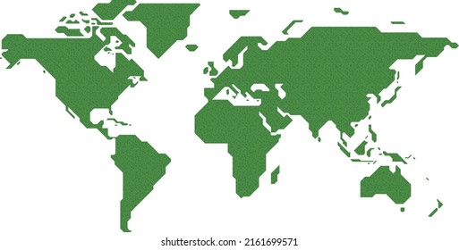 Simple Straight Line Map Of The World, Vector Background