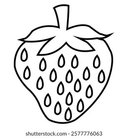 Simple Strawberry Black and White Illustration