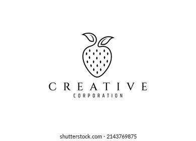logotipo de fresa simple con concepto de diseño de una línea