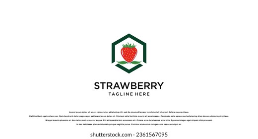 Diseño de logotipo de fresa simple con concepto único| vector premium