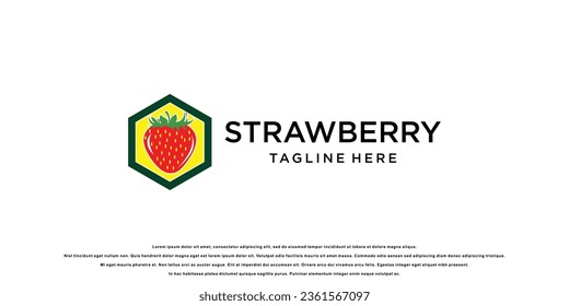 Einfaches Erdbeerlogo-Design mit einzigartigem Konzept| Premium-Vektorgrafik