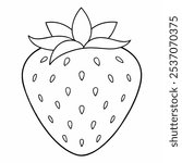 Simple Strawberry Outline - Black and White Strawberry Clip Art for Coloring Pages and Educational Use